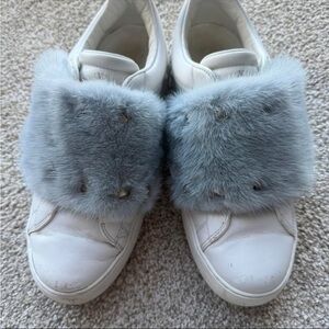 VALENTINO GARAVANI Rockstud Mink Fur Sneaker